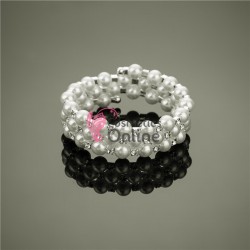 Bratara eleganta de mana BRM004BB Argintie cu cristale si perle 